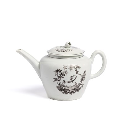 Lot 9 - A WORCESTER TEAPOT AND COVER, CIRCA 1756-60