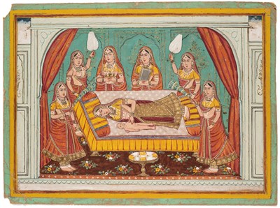 Lot 201 - A MOTHER WITH HER BABY, RAJASTHAN, PROBABLY JAIPUR, LATE 19TH CENTURY