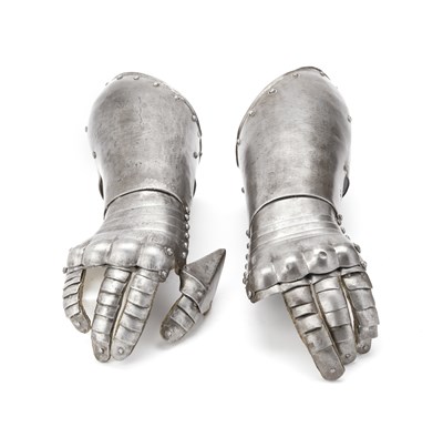 Lot 199 - **A PAIR OF SOUTH GERMAN ELBOW-LENGTH GAUNTLETS OF FINGERED FORM