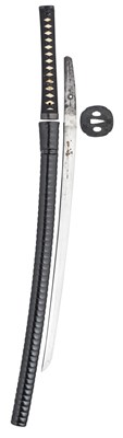 Lot 3 - A KATANA IN BLACK RIBBED LACQUERED SAYA