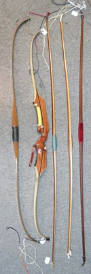 Lot 44 - A LONGBOW BY EDWARD MCEWEN AND FOUR FURTHER BOWS, 20TH CENTURY