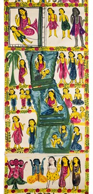 Lot 309 - TWO NARRATIVE SCROLL PAINTINGS, DEPICTING SCENES FROM THE RAMAYANA, BENGAL, EARLY 20TH CENTURY