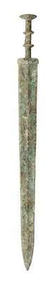 Lot 48 - â’¶ FOUR CHINESE BRONZE SWORDS (JIAN), PROBABLY ZHOU DYNASTY OR EARLY WARRING STATES (1050-221 BC)
