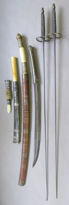 Lot 83 - ËœTHREE SOUTHEAST ASIAN SWORDS (DHA), A BURMESE DHA DAGGER, AND TWO CONTINENTAL EPÃ‰ES