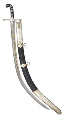 Lot 97 - AN OTTOMAN SILVER-MOUNTED SWORD (SHAMSHIR), EARLY 19TH CENTURY, PROBABLY ALGERIA