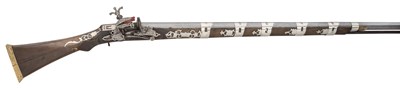 Lot 125 - A 10 BORE NORTH AFRICAN MIQUELET-LOCK MUSKET, ALGERIA, THE LOCK DATED 1234 AH (CIRCA 1827/8)