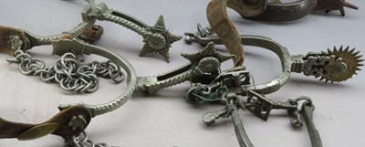 Lot 141 - â“Œ TWO PAIRS OF SOUTH AMERICAN ROWEL SPURS AND ANOTHER, LATE 19TH/20TH CENTURY