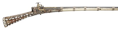 Lot 152 - ËœA 28 BORE OTTOMAN MIQUELET-LOCK RIFLE, TURKEY, EARLY 19TH CENTURY