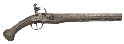 Lot 155 - ËœA 14 BORE OTTOMAN FLINTLOCK HOLSTER (KUBUR) PISTOL, TURKEY, EARLY 19TH CENTURY