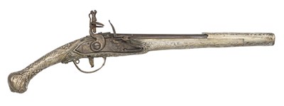 Lot 156 - A 22 BORE BALKAN FLINTLOCK KUBUR PISTOL, ALBANIA, SECOND QUARTER OF THE 19TH CENTURY