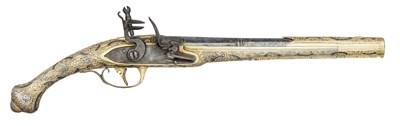 Lot 159 - â€¡ A 16 BORE GREEK FLINTLOCK HOLSTER (KUBUR) PISTOL, CIRCA 1830, PROBABLY BOKA KOTORSKA