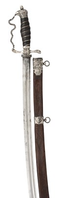 Lot 167 - â’¶ AN ENGLISH SILVER-MOUNTED HUNTING SWORD, MAKER'S MARK JK, RETAILED BY CULLUM, CIRCA 1770