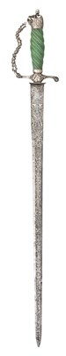 Lot 170 - Ëœâ’¶ AN ENGLISH SILVER-MOUNTED HUNTING SWORD, WILLIAM KINMAN, LONDON, 1773
