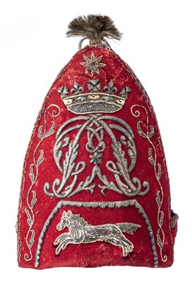 Lot 201 - A VERY RARE CHILD'S GRENADIER MITRE CAP OF THE 'COMPANY' RAISED BY HIS ROYAL HIGHNESS