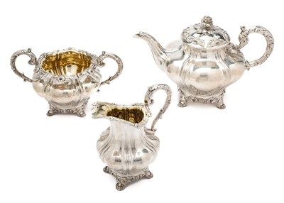Lot 223 - A VICTORIAN PROVINCIAL SILVER THREE-PIECE TEA SET, JOHN WALTON, NEWCASTLE, 1838