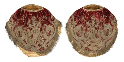 Lot 256 - â’¶ A PAIR OF FRENCH FINELY EMBROIDERED HOLSTER COVERS, CIRCA 1720