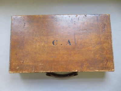 Lot 257 - â€¡ A LEATHER-COVERED OAK CASE FOR A PAIR OF TARGET PISTOLS, SECOND HALF OF THE 19TH CENTURY
