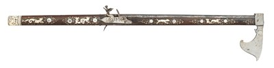 Lot 276 - â€¡ËœA FINE SILESIAN COMBINED FLINTLOCK PISTOL AND AXE (FOKOS), LATE 17TH CENTURY