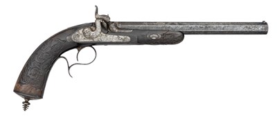 Lot 277 - â€¡ A 40 BORE BELGIAN PERCUSSION RIFLED TARGET PISTOL, LIÃˆGE PROOF, MID-19TH CENTURY