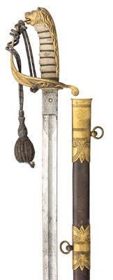 Lot 356 - â’¶ AN 1845 PATTERN NAVAL OFFICER'S SWORD, LATE 19TH CENTURY