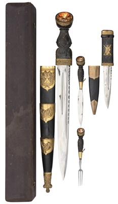 Lot 362 - â’¶ A CASED HIGHLAND DIRK AND SKEAN DHU, BY R. & H.B. KIRKWOOD, EDINBURGH LATE 19TH CENTURY