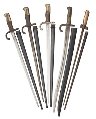 Lot 369 - â’¶ SEVEN FRENCH BAYONETS AND SIX SOCKET BAYONETS