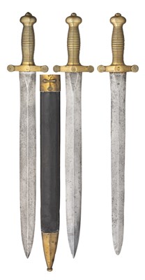 Lot 387 - â’¶ THREE FRENCH MODEL 1831 INFANTRY SHORTSWORDS (COUPE CHOUX)