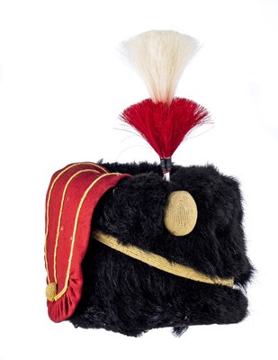 Lot 401 - â’¶ A HUSSAR TROOPER'S BUSBY, CIRCA 1914, THREE FURTHER BUSBYS AND A CAP