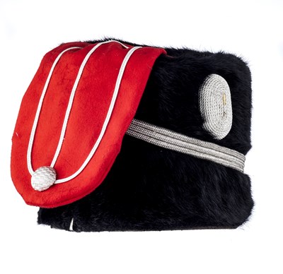 Lot 402 - â’¶ A TROOPER'S HUSSAR STYLE BUSBY AND TWO OTHER CAPS