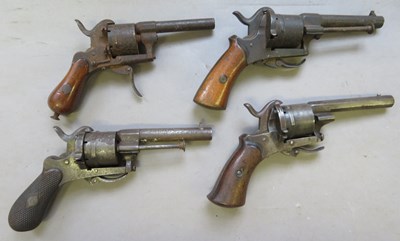 Lot 528 - â’¶ FOUR CONTINENTAL SIX-SHOT PIN-FIRE REVOLVERS, CIRCA 1870