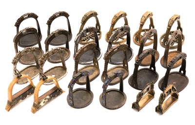 Lot 16 - TWELVE PAIRS OF CHINESE AND TIBETAN STIRRUPS
