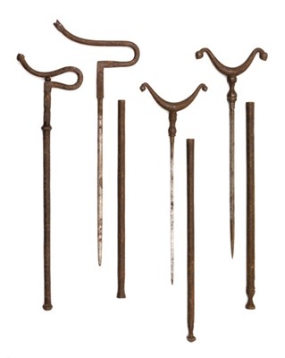 Lot 50 - FOUR INDIAN FAKIR'S CRUTCHES