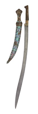 Lot 63 - A TURKISH YATAGHAN AND AN ENAMELLED ARAB DAGGER