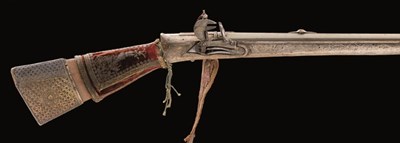 Lot 97 - A 25 BORE BALKAN SILVER-MOUNTED MIQUELET-LOCK MUSKET