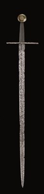 Lot 117 - A VERY RARE MEDIEVAL SWORD WITH LATTEN POMMEL