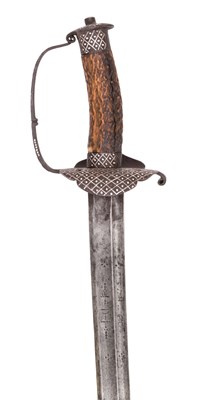 Lot 152 - AN ENGLISH HUNTING SWORD WITH SILVER-ENCRUSTED HILT