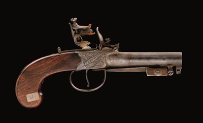 Lot 167 - A 50 BORE FLINTLOCK BOX-LOCK POCKET PISTOL BY COLE
