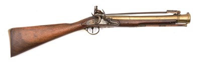 Lot 168 - A FLINTLOCK BLUNDERBUSS BY PRUDDEN