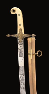 Lot 206 - A MAMELUKE-HILTED SWORD RETAILED BY THE ARMY & NAVY CO-OPERATIVE SOCIETY