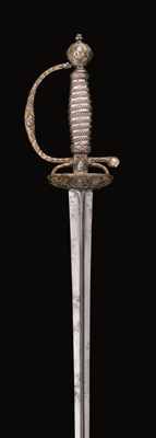 Lot 221 - A FRENCH SMALL-SWORD WITH FINELY CHISELLED AND GILT HILT