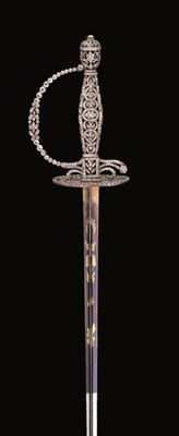 Lot 225 - A FINE AND RARE FRENCH SMALL-SWORD WITH PASTE-SET SILVER-GILT HILT