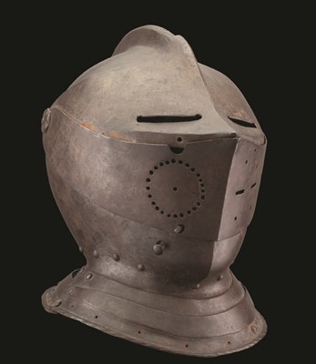 Lot 240 - A CLOSE HELMET IN LATE 16TH CENTURY STYLE