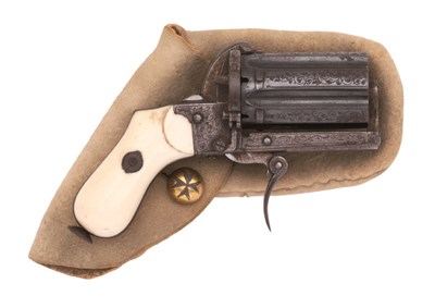 Lot 281 - A 7MM BELGIAN SIX-SHOT PIN-FIRE REVOLVER BY LEPAGE FRÃˆRES A LIÃˆGE