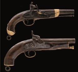 Lot 294 - A .577 CALIBRE VICTORIAN PERCUSSION PISTOL OF COASTGUARD TYPE