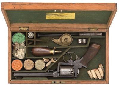 Lot 297 - A CASED 54 BORE ADAMS PATENT 1851 MODEL FIVE-SHOT SELF-COCKING PERCUSSION REVOLVER