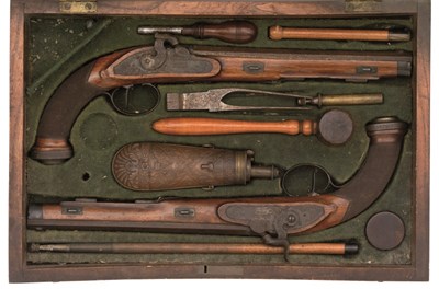 Lot 315 - A CASED PAIR OF 40 BORE DANISH PERCUSSION RIFLED TARGET PISTOLS BY DELCOMYN