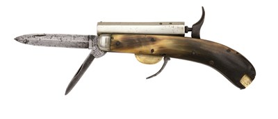 Lot 321 - A PERCUSSION KNIFE-PISTOL BY UNWIN & RODGERS