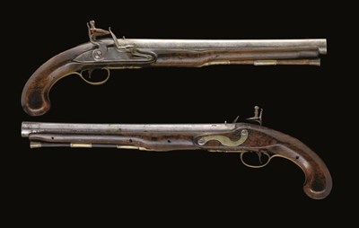 Lot 324 - A PAIR OF 10 BORE FLINTLOCK DUELLING PISTOLS BY WILLIAM 2 BRANDER