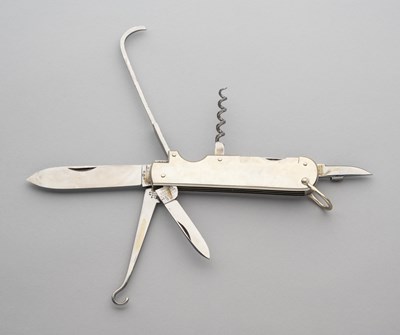 Lot 589 - A SPORTSMAN’S KNIFE BY J. RODGERS & SONS, 6 NORFOLK STREET, SHEFFIELD, EARLY 20TH CENTURY AND FOUR POCKET KNIVES, JOSEPH RODGERS, SHEFFIELD, EARLY 20TH CENTURY