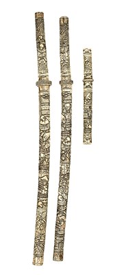Lot 2 - A JAPANESE BONE-MOUNTED SUITE OF EDGED WEAPONS
